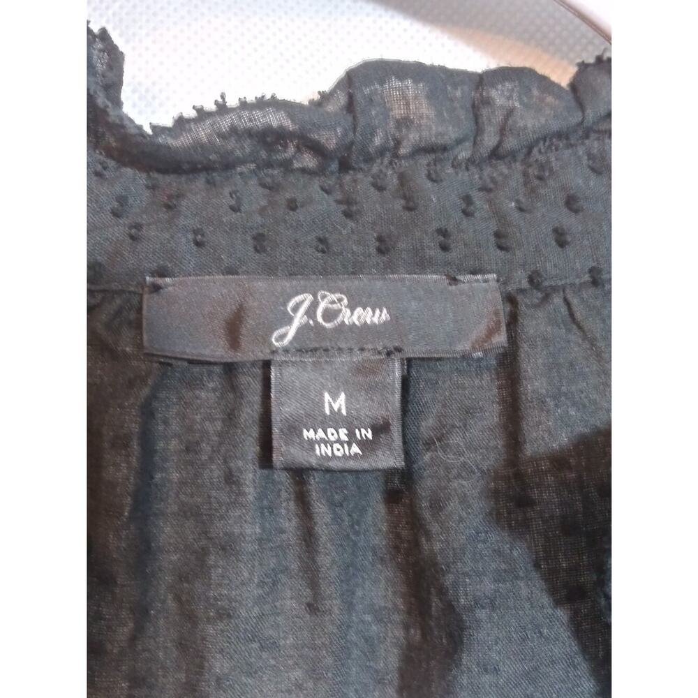 J. Crew Lush Black Long-Sleeve V-Neck Textured Blouse Neutral Size M - Picture 5 of 9